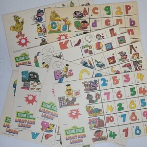 Vintage Sesame Street Light and Learn Activity Sheets Educational ABCs Numbers